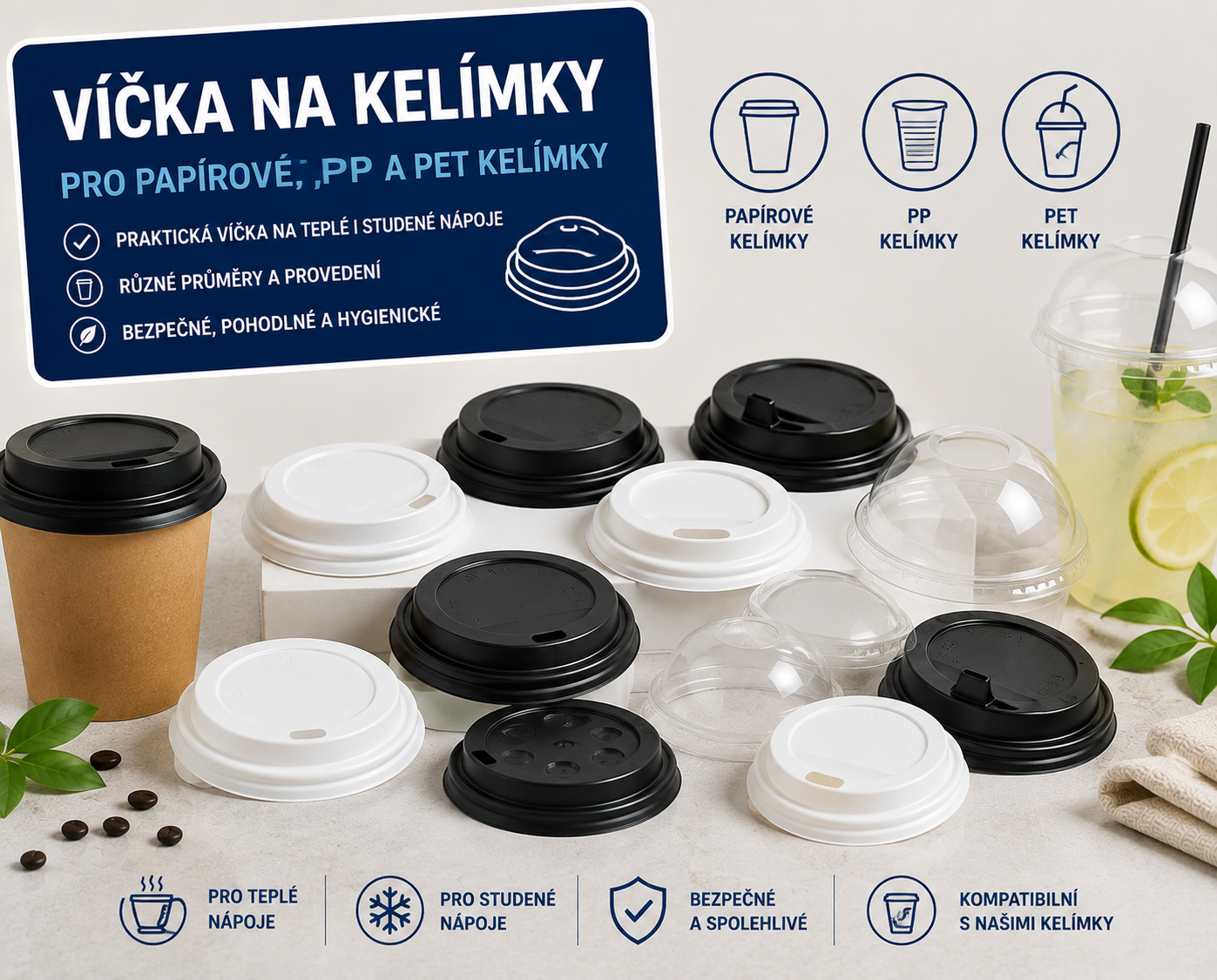 Víčka na kelímky