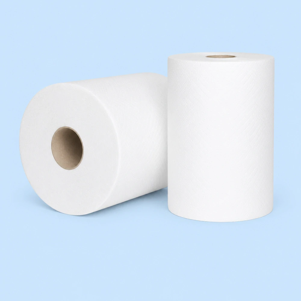 Papírový ručník v roli 100 m, 2vr., 100% celulóza, bílý, Ø 190 mm, 6 rolí