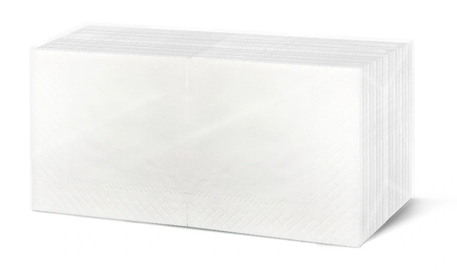 Koktejlové ubrousky bílé 24 × 24 cm, 2vr., 100% celulóza, 250 ks
