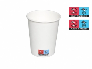 Kelímek papírový 200/250 ml 8 oz 80 mm bílý – EU logo, 50 ks