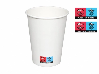 Kelímek papírový 300/350 ml 12 oz 90 mm bílý – EU logo, 50 ks