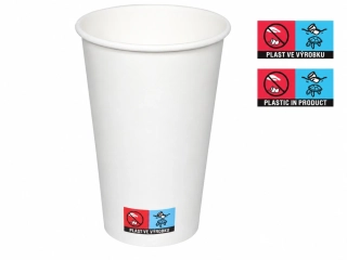 Kelímek papírový 400/450 ml 16 oz 90 mm bílý – EU logo, 50 ks