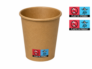 Kelímek papírový 200/250 ml 8 oz 80 mm kraft hnědý – EU logo, 50 ks