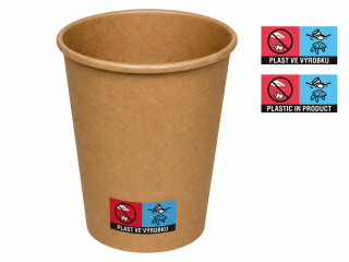 Kelímek papírový 300/350 ml 12 oz 90 mm kraft hnědý – EU logo, 50 ks