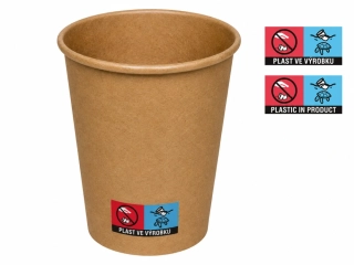Kelímek papírový 400/450 ml 16 oz 90 mm kraft hnědý – EU logo, 50 ks