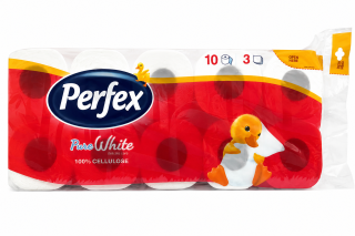 Toaletní papír Perfex Pure White 8+2, 10 ks, 3vr., celulóza, bílý (050307)