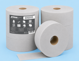 Toaletní papír JUMBO 280 PrimaSoft, 265 m, 1vr., recyklovaný, šedý (010111)