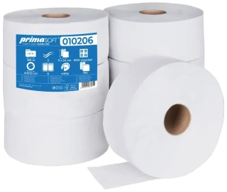 Toaletní papír JUMBO 230 PrimaSoft, 180 m, 2vr., rec., bílý (010206)